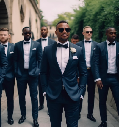 men on blue suit